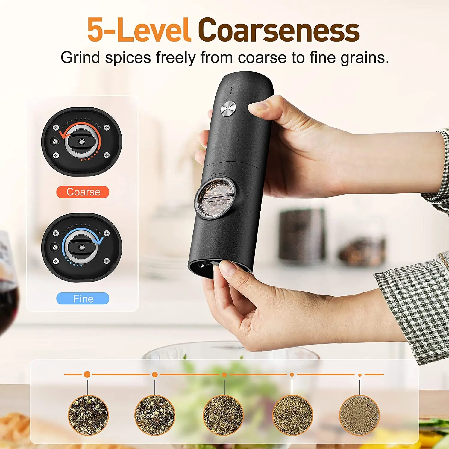 Automatic Pepper Grinder Salt And Pepper Grinder USB Rechargeable Adjustable Coarseness Spice Mill With LED Light Kitchen Tool nut spice grinder salt and pepper grinder electric grinder pepper grinder herb spice grinder