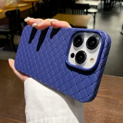 Breathable Mesh Grid Woven Cooling Silicone Phone Case - SE 2020 - SE 2022 (Navy Blue)
