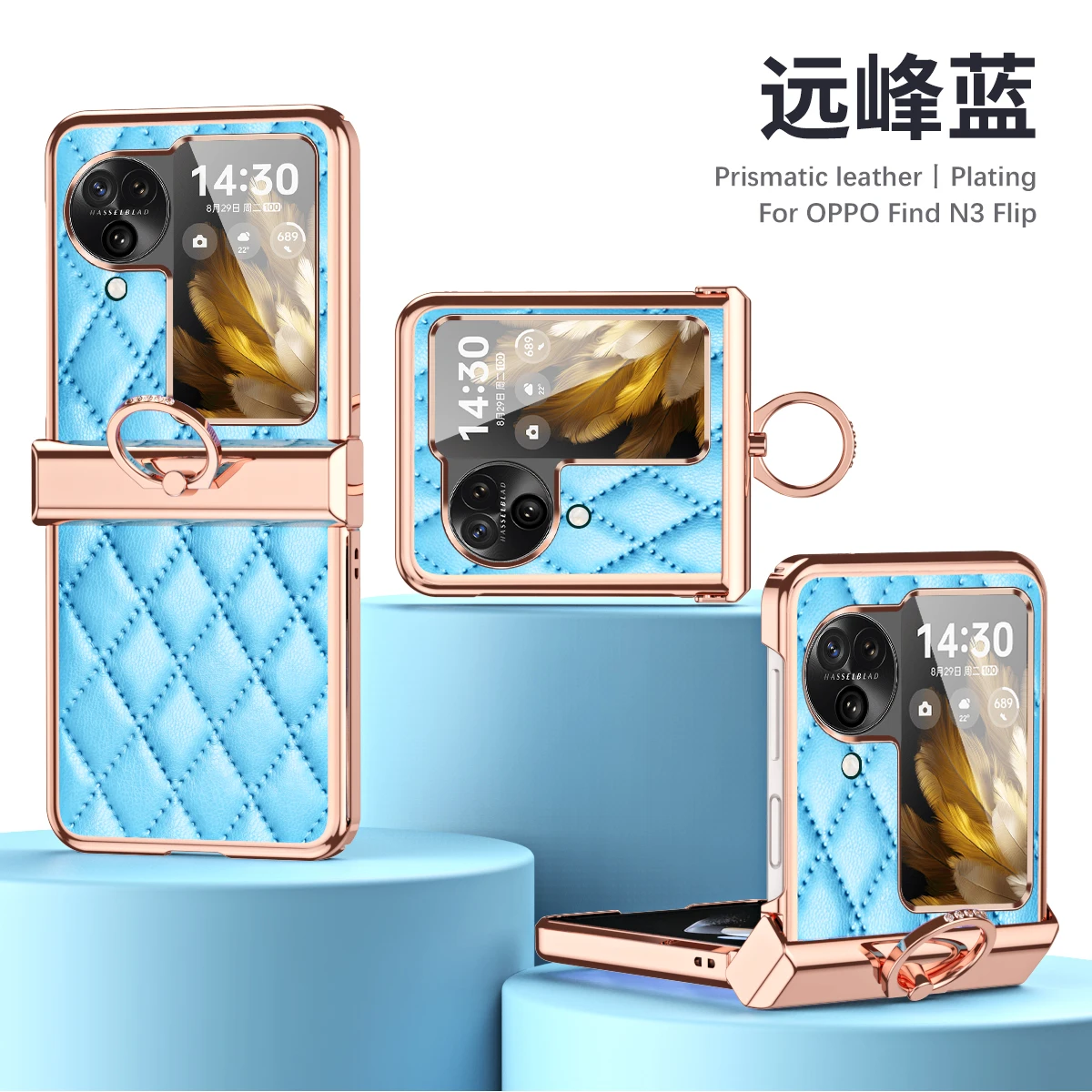 

Для Find N3 флип-чехол с кольцом и покрытием на петлях для Oppo Find N3 флип-чехол для телефона Задняя стеклянная Защитная пленка для экрана в форме алмаза