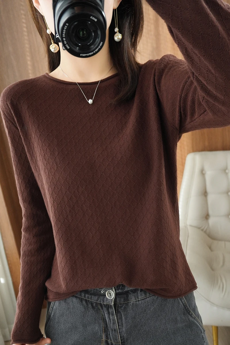 2022 spring and autumn women's new round neck sweater cotton bottoming sweater loose pullover cute sweaters