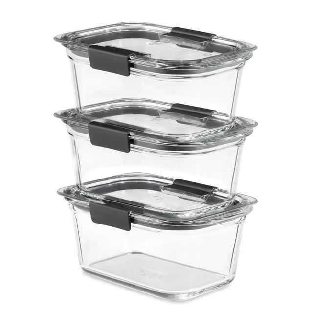 3-Pack Glass Food Storage Containers, 4.7-Cup, Leak Proof, BPA