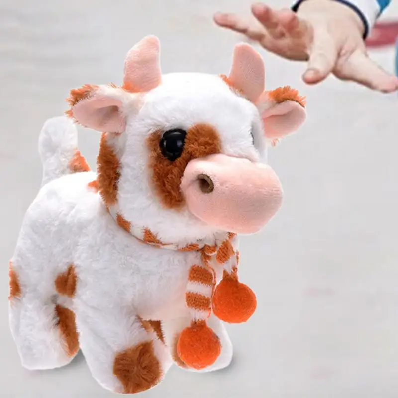 Electronic Pet Plush Cow Battery Operated Cattle Toy with Sounds Animal Learning Educational Interactive Toy for Kids Boys Girls 3