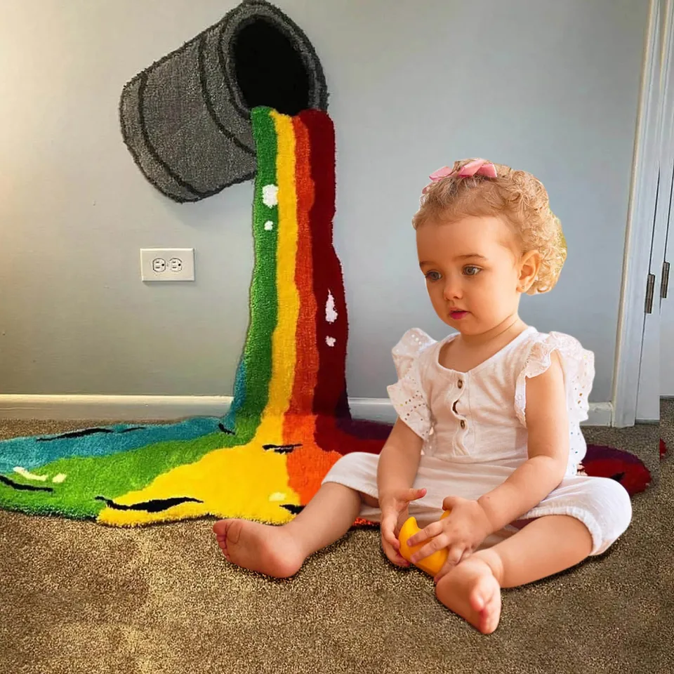 3D Rainbow Creative Area Rug for Home Decor