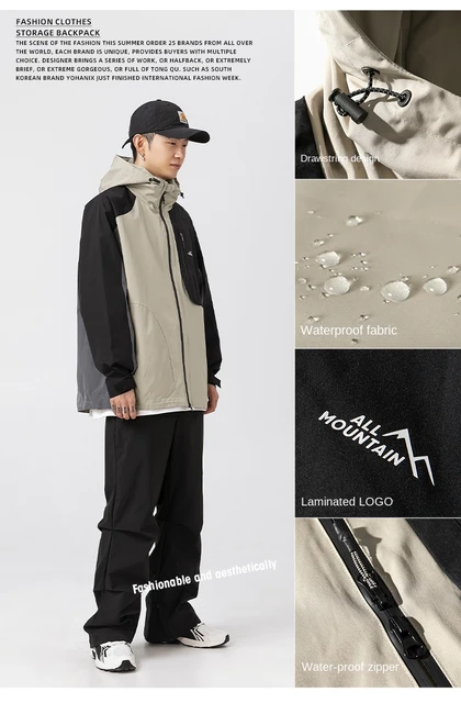 フード付きメンズスポーツジャケット,登山用防風ジャケット,防水