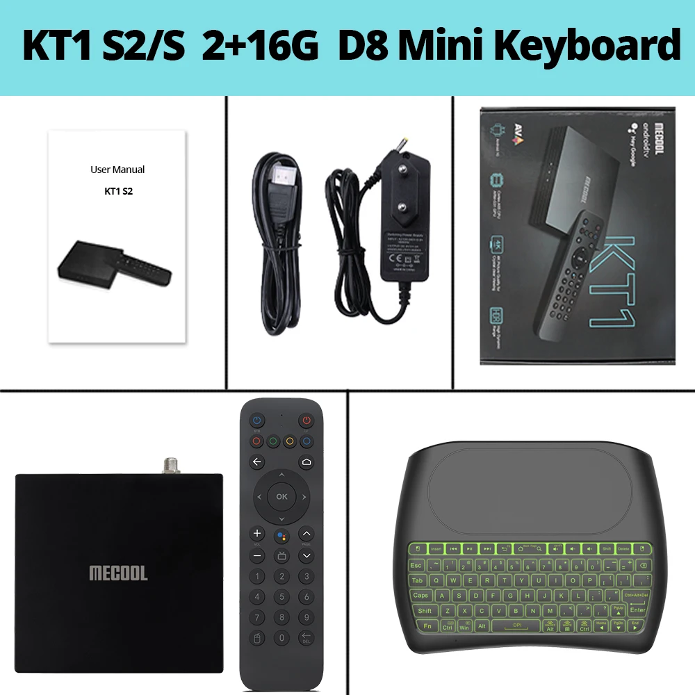 MECOOL KT1 TV Receiver 4K Satellite Decoder Amlogic S905X4 Netflixs Android TV 10 DVB-S2 Google Italy Spanish TV BOX super box tv TV Receivers