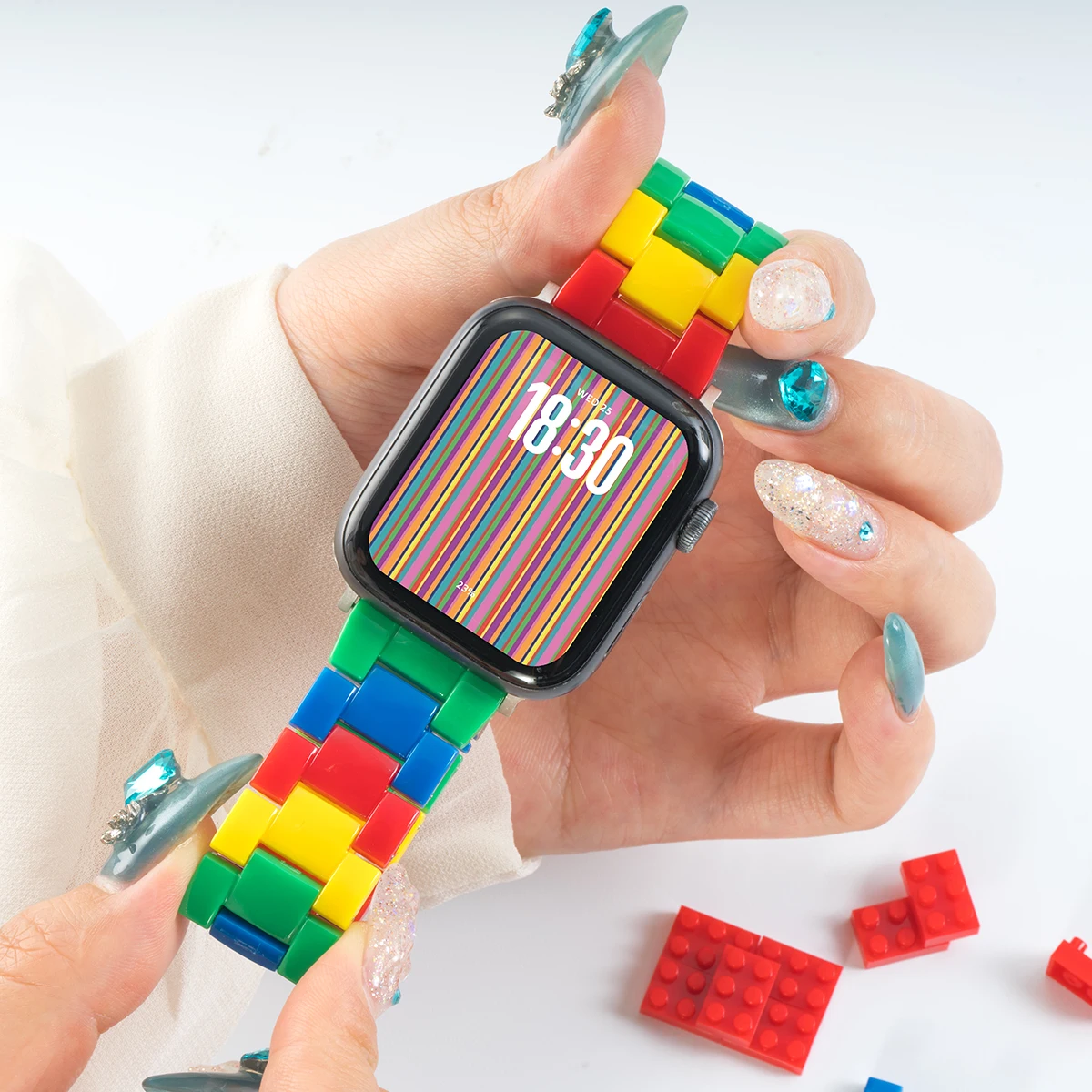 Stylish Candy Color Resin Strap with Plastic Case