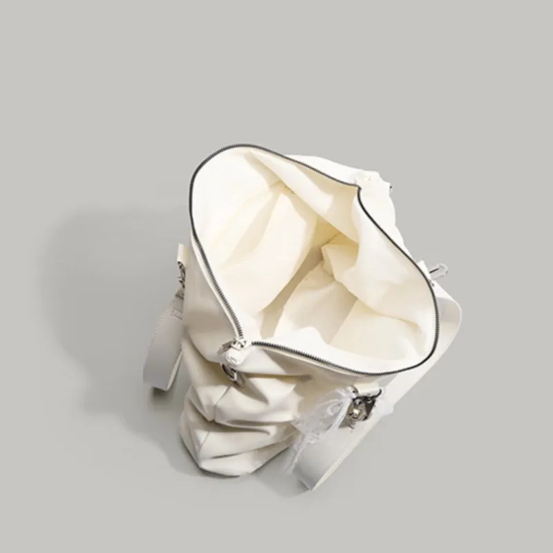 JIAERDI Retro Pu Leather Beige Shoulder Bags Wallet Women High Street Folds Casual Handbag Y2k Hot Girls Large Capacity Tote Bag