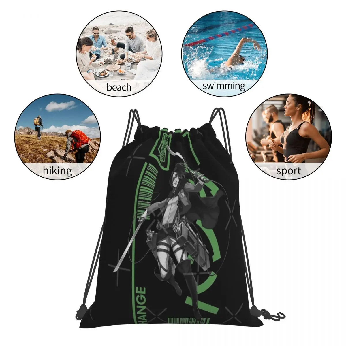 Hange Zoe - Attack On Titan - Typography 3 Drawstring Bag Backpack handbag men's handbag shoulder bag drawstring backpack