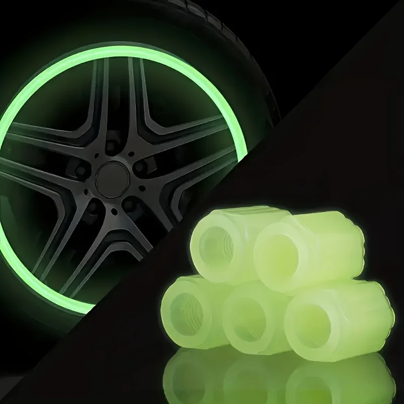 Automotive universal luminous hexagonal tire valve cap fluorescent motorcycle bicycle dustproof waterproof parts-tire valve caps