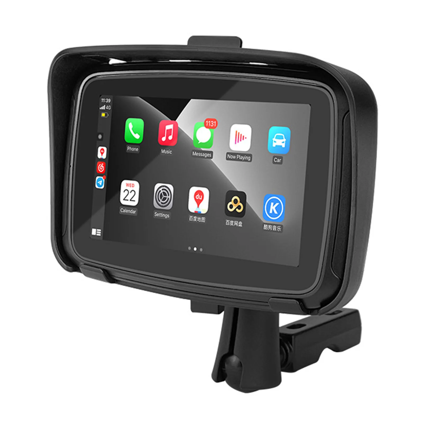 Navegador inalámbrico CarPlay y Android Auto HiCar Moto Navigator 12-24V  Dispositivo de navegación de motocicleta 5 pulgadas Pantalla táctil Dual