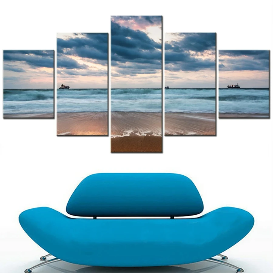 

Картина для вышивки крестиком «Морская волна облачная пляж морской пейзаж», набор из 5 шт., алмазная вышивка 5D «сделай сам», картина для украшения дома