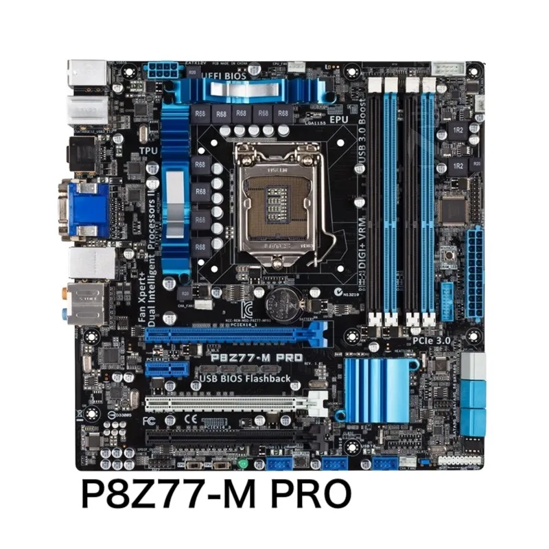 

For ASUS P8Z77-M PRO Motherboard DVI VGA HDMI LGA 1155 DDR3 Z77 P8Z77 Mainboard 100% Tested OK Fully Work Free Shipping