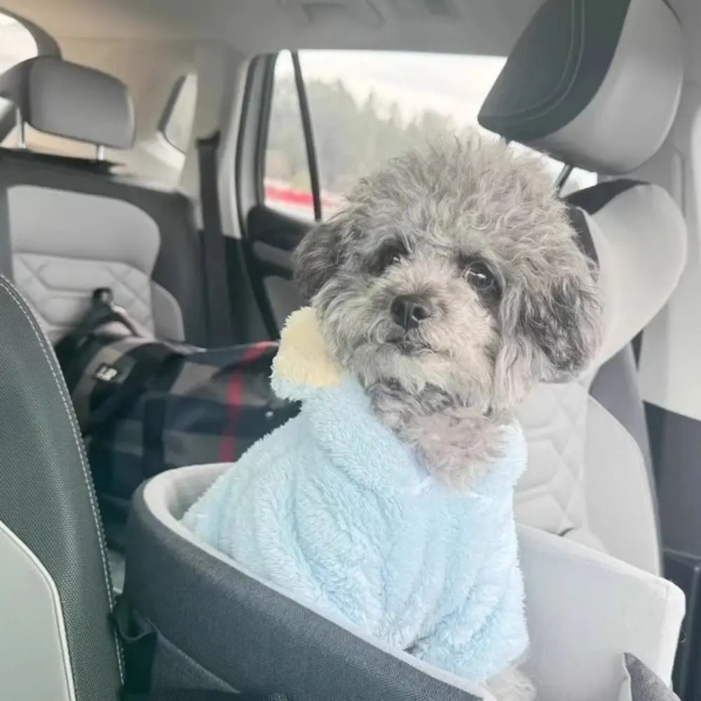 Cute Puppy Car Seat Large Capacity Soft Pet Central Control Car Seat Comfortable with Safety Leash Dog Car Backpack