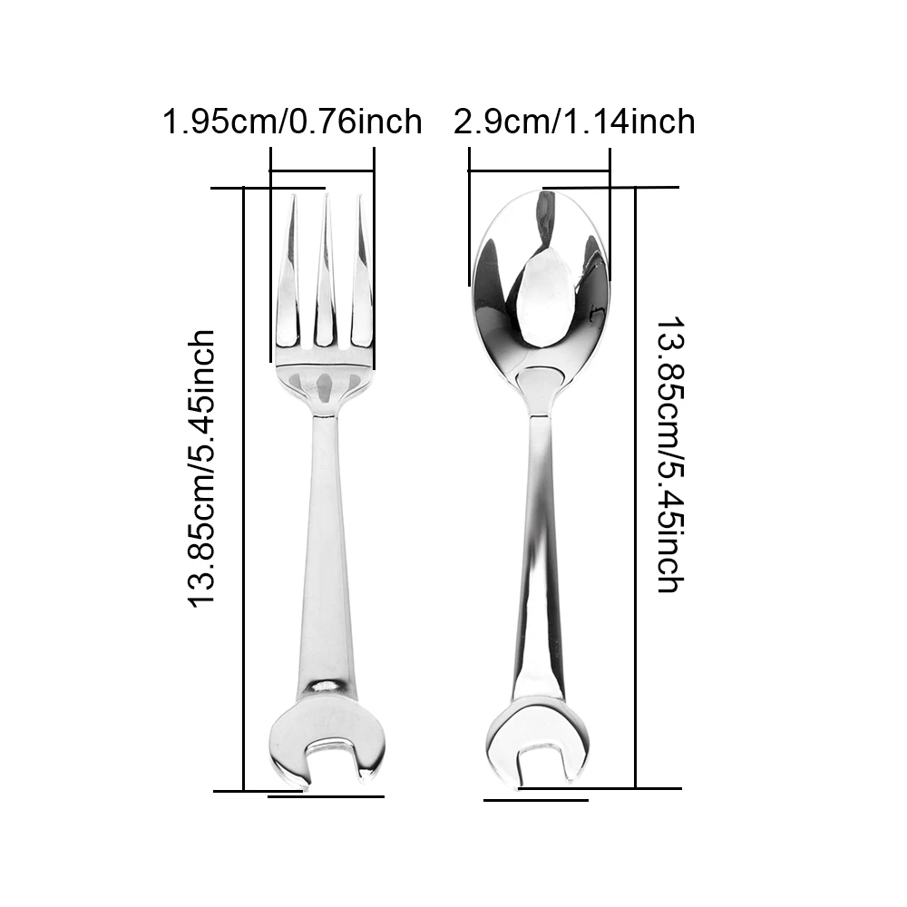 Portable Cutlery Wrench Spoon Fork Spanner Shape Stainless Steel Camping Kitchen Tools