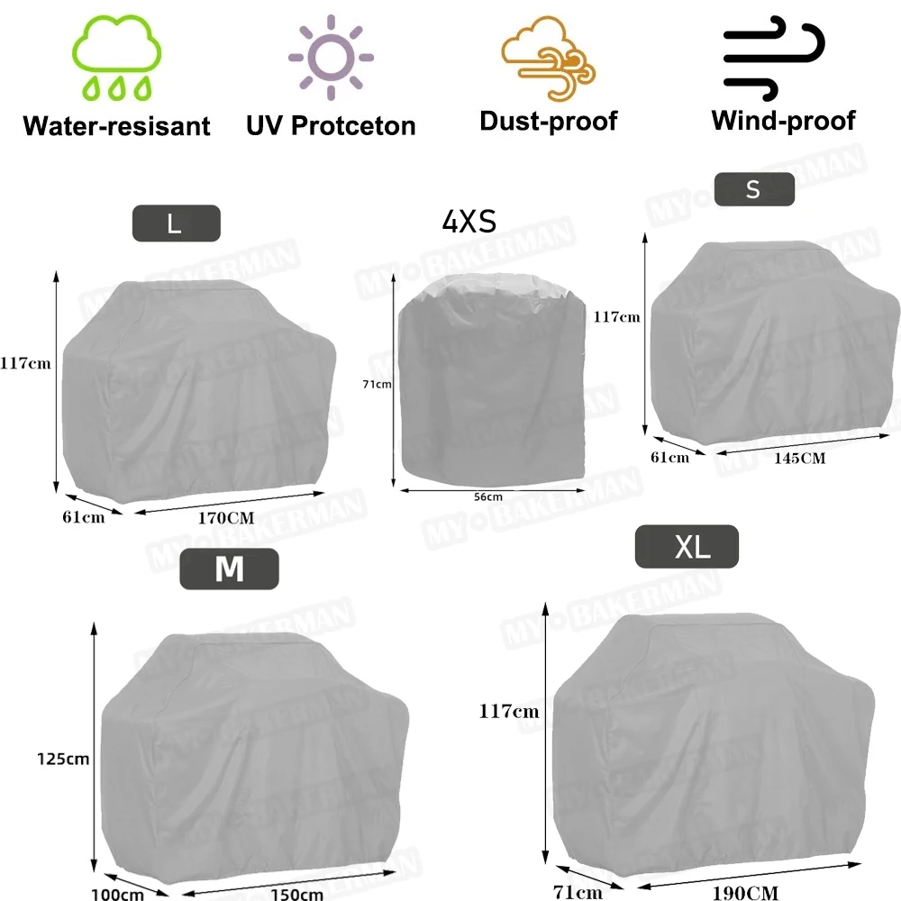 Grill cover 8 Size Heavy Duty waterproof compatible with Weber UV-resistant gas grill