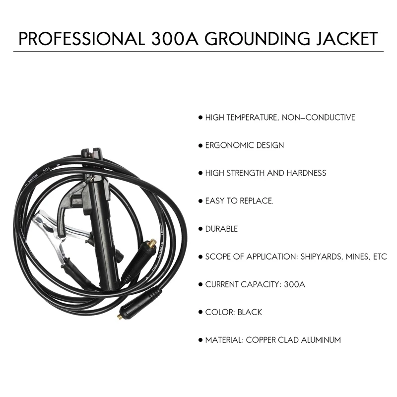 Professional 300A Ground Welding Earth Clamp Clip Set For Mig Tig ARC Welding Machine 1.5M Cable 10-25 Plug Durable