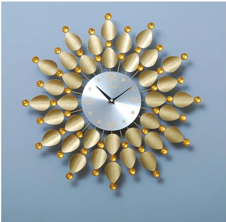 

European Wrought Iron Wall Clock Wall Hangings Home Livingroom Quartz Clock Wall Mural Decoration Office Mute Clock Wall Sticker