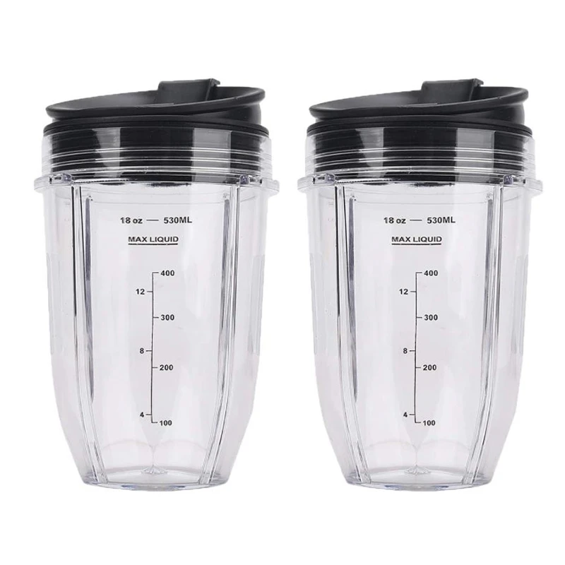 

2 Pcs 18Oz Replacement Ninja Blender Cups with Lid for Ninja Auto IQ BL480 BL642 BL450 BL682 BL480, BL490, BL640 BL680
