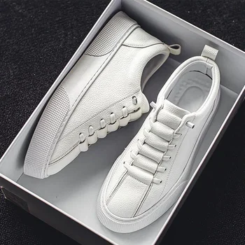 White Sneakers for Men 2024 Spring Fashion Casual Lace Up Round Toe Flat mens Running Sport Shoes Zapatillas Deportivas Hombre 1
