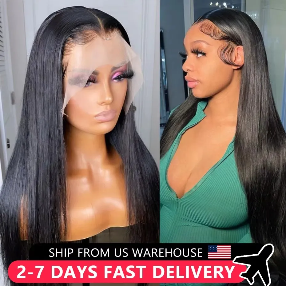 Listo para usar pelucas brasileñas rectas sin pegamento 13x4 13x6 HD peluca de cabello humano con encaje frontal cabello prearrancado peluca con cierre de encaje 5x5
