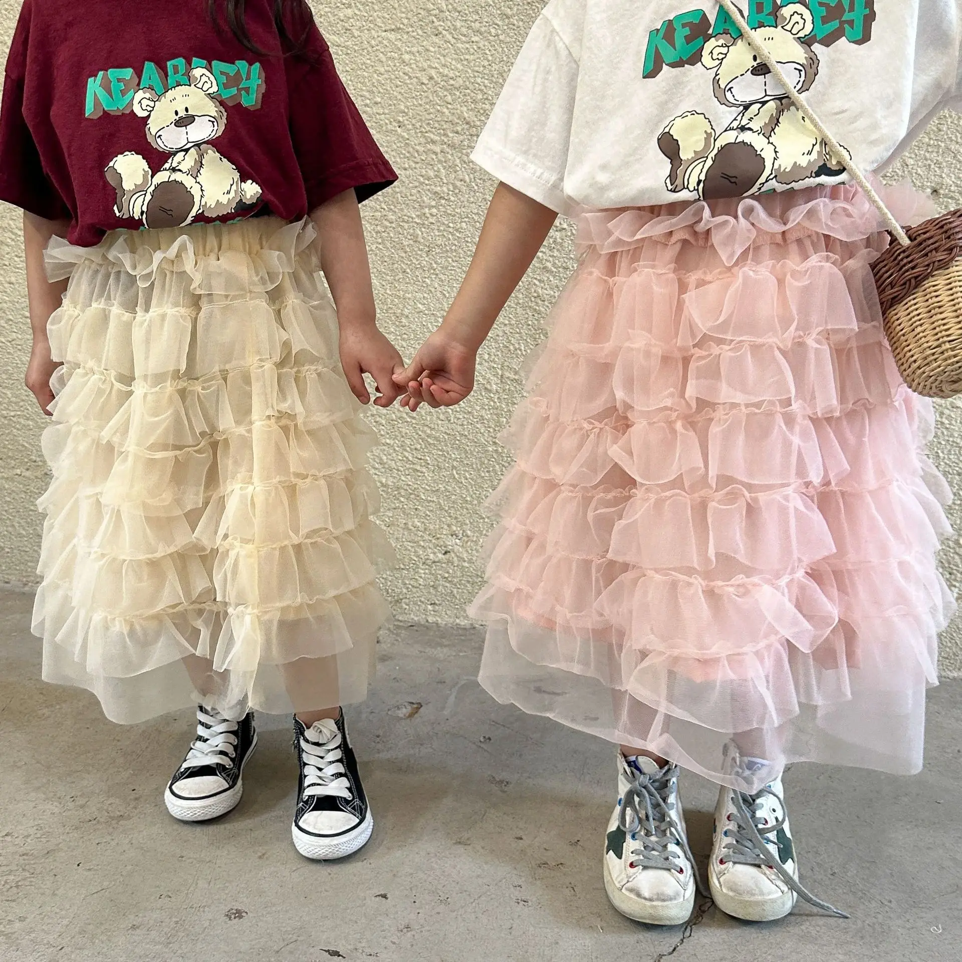 Summer Girl's Half Skirt Princess Mesh Skirt Children's Clothing New Spring And Autumn Solid Baby Cake Fairy Long