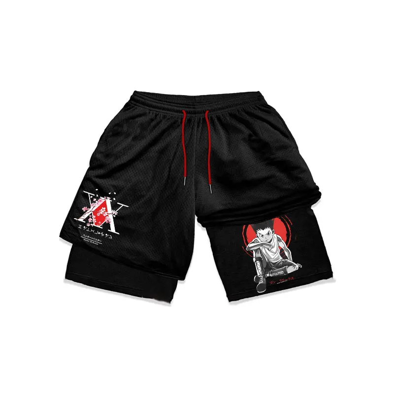 Anime Hunter X Hunter Gym Shorts Men 2 In 1 Quick Dry Performance Shorts Mesh Summer Bodybuilding Fitness Running Short Pants 6