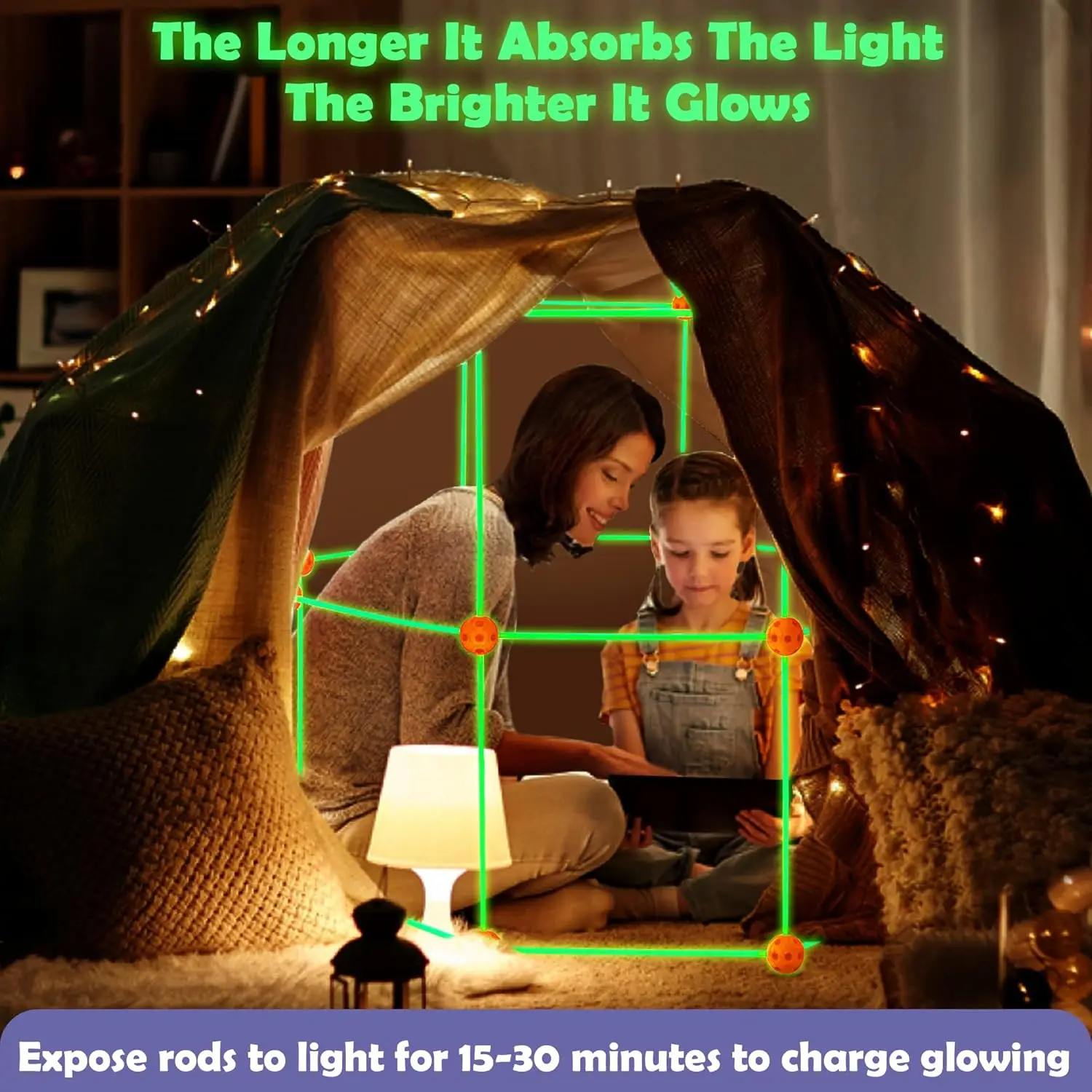200Pcs Creative Kids Toy Fort Building Kit Glow in the Dark Castles Tunnels Play Tents Games Educational Toys Birthday Gifts 4