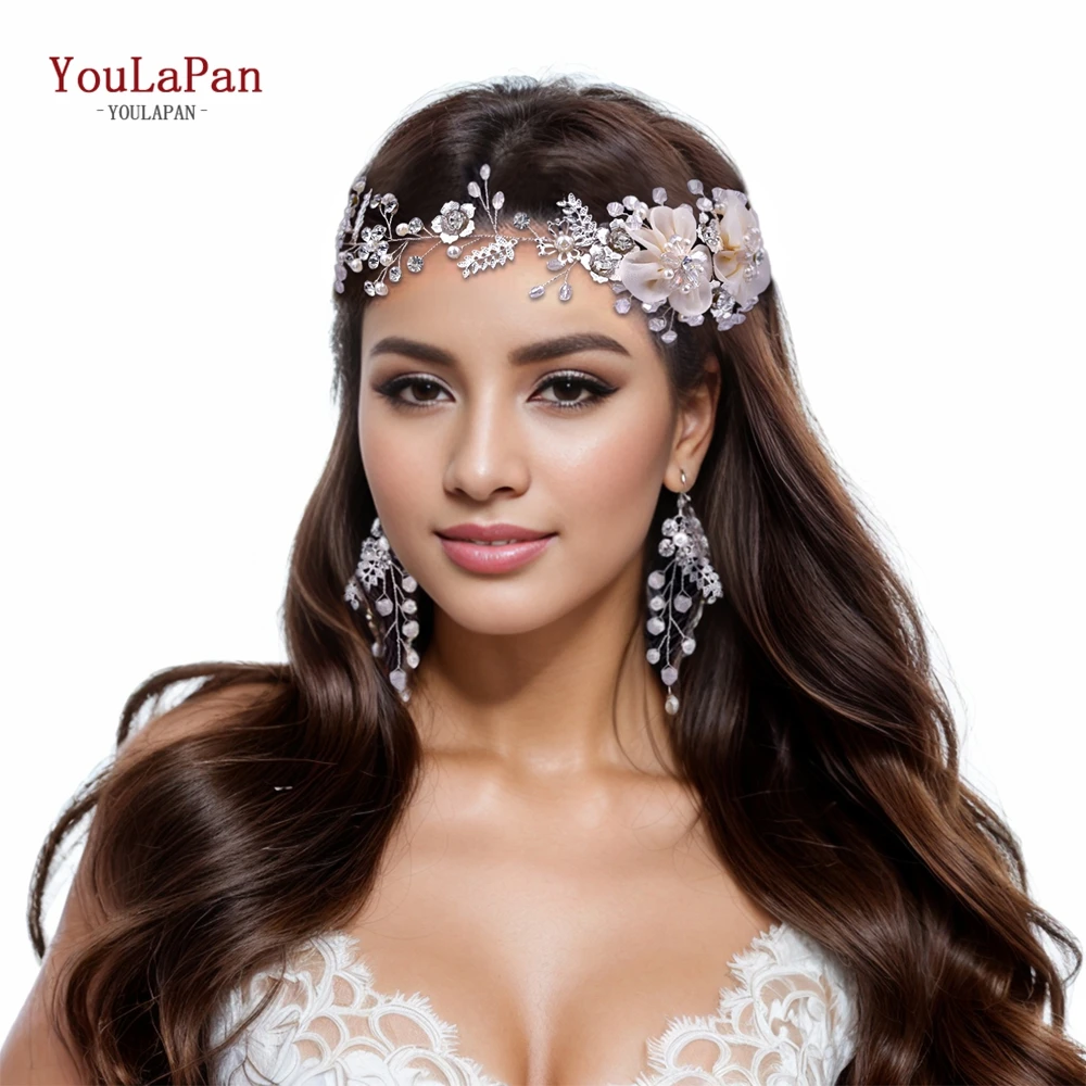 

TOPQUEEN Floral Wedding Headpiece Hair Accessories for Women Crystal Headband Bridal Hair Ornaments Bride Headdresses HP275