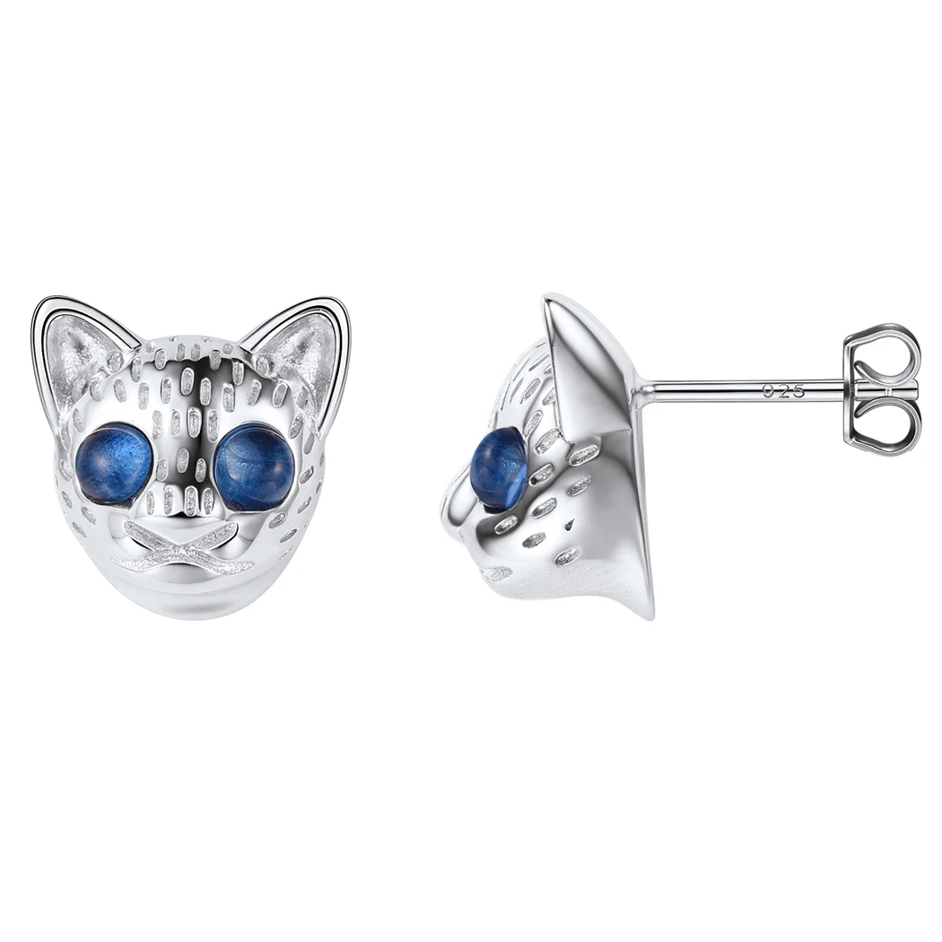 

925 Sterling Silver Cat Stud Earrings For Women Gift Hypoallergenic Sterling-silver-jewelry Prevent Allergy