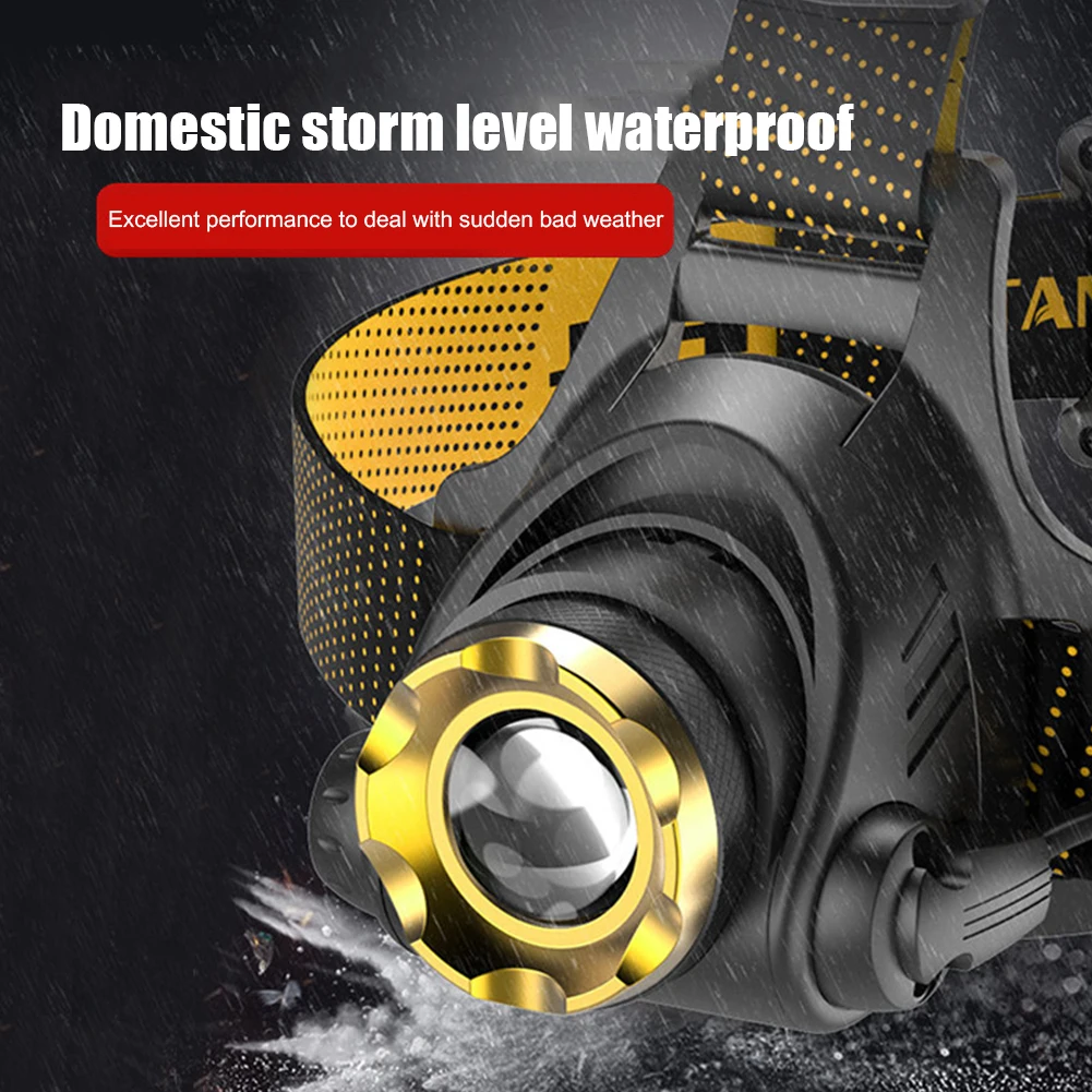 LED Super Bright Headlight USB DC Rechargeable Outdoor Portable Headlamp Angle Adjustable 1200mAh for Camping Hiking Fishing