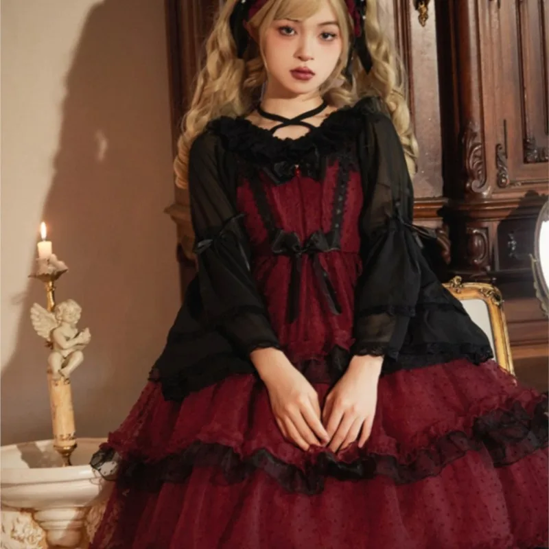 

Black and Red Pettiskirt Dark Sling Dress