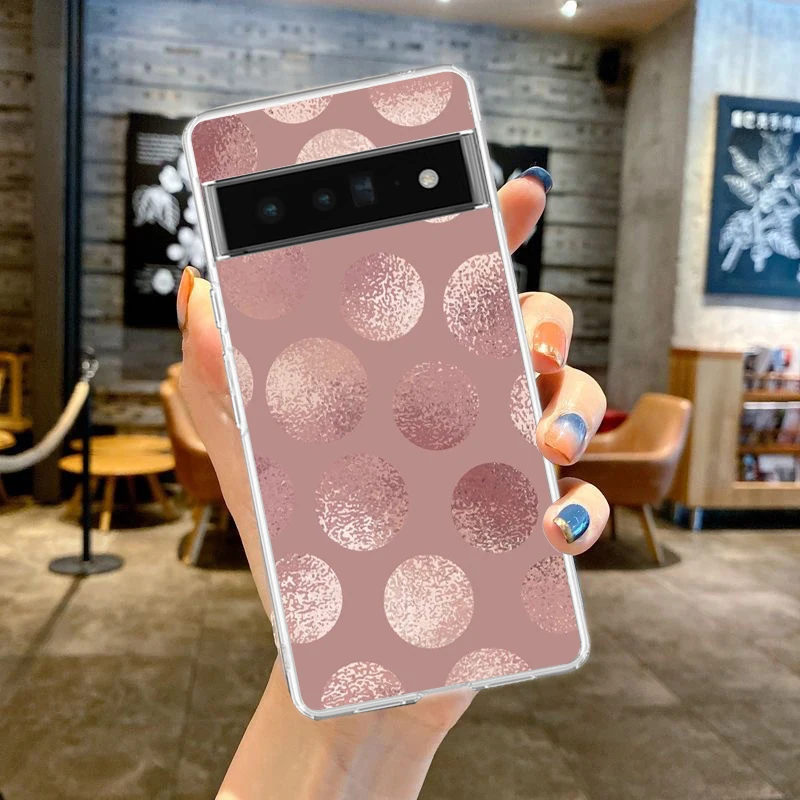 Gold Pink Rose Glitter Hearts Soft Silicone Clear Phone Case