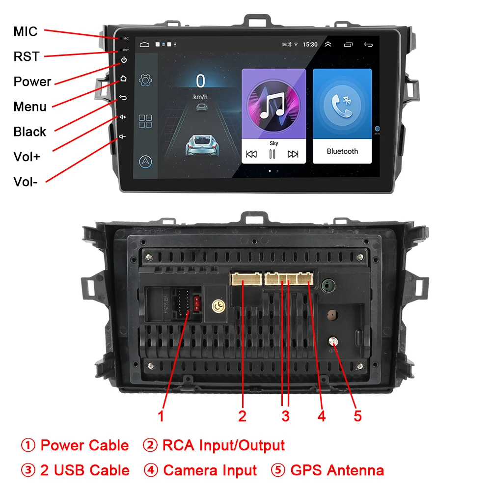 

Multimedia GPS Bluetooth WiFi For Toyota Corolla 2007-2013 Carplay 2 Din MP5 Player Hands-free 9 Inch Android 10.1 Car Radio