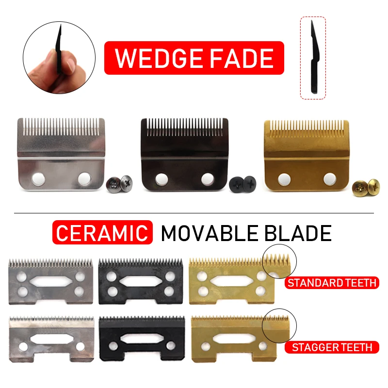 

Wedge Fade Replacement Fixed Blade with Standard/Stagger Ceramic Movable Blade for WAHL Professional Hair Clipper Accessroies