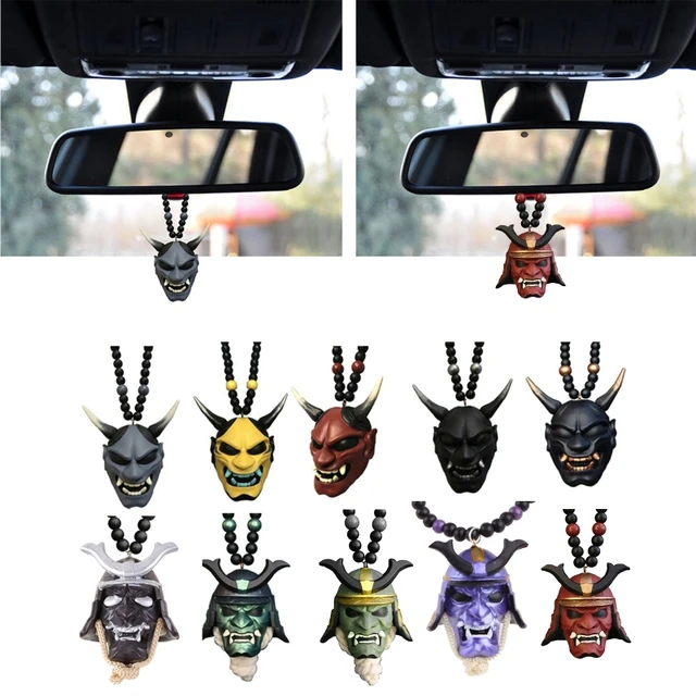 Japanischen Oni Samurai Kabuto Helm Auto Anhänger Gesicht Masken Hängen  Prajna Rückspiegel Ornamente Geist Dekoration Innen - AliExpress