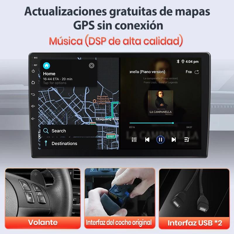 Radio para coche Junsun para Renault Logan 2 Dacia Sandero 2012-2019, CarPlay inalámbrico, Android Auto, sistemas inteligentes, pantalla táctil IPS, DSP, navegación GPS, WiFi, DAB+ RDS, FM/RAM, BT, SWC, Plug and Play, 2DIN, WiFi, 4G, estéreo multimedia 5