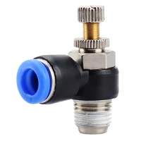 5PCS SL Type Pneumatic Speed Regulating Valve - 12mm Tube 1/4" 3/8" 1/2"  Thread Throttle Fitting Air Hose Quick Connectors 6
