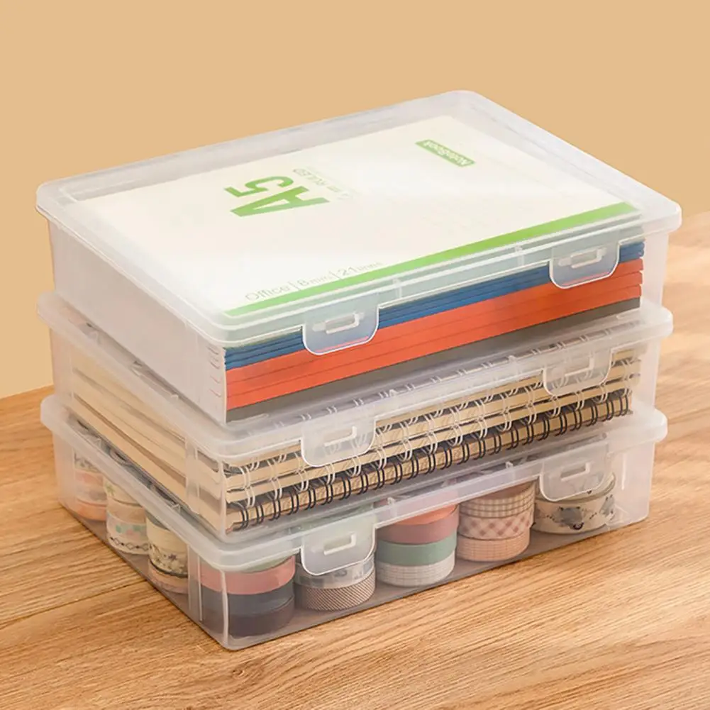 Storage Box File Folder S/M/L Transparent Classification File Box A4 Portable Folder Plastic Storage Box Portable Office School Teacher Student