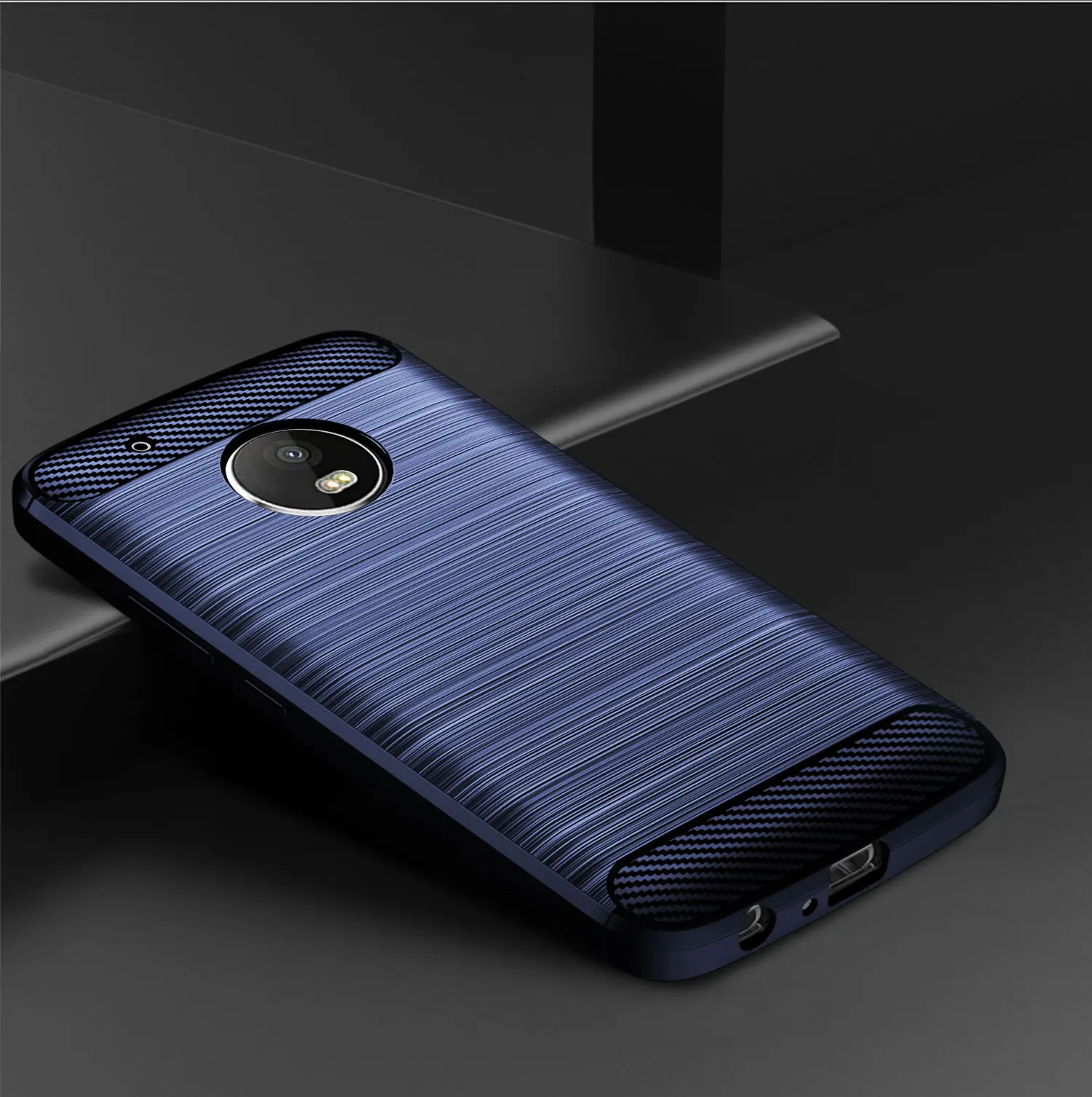Shockproof Silicone Matte Phone Cover with Brushed Carbon Fiber Design