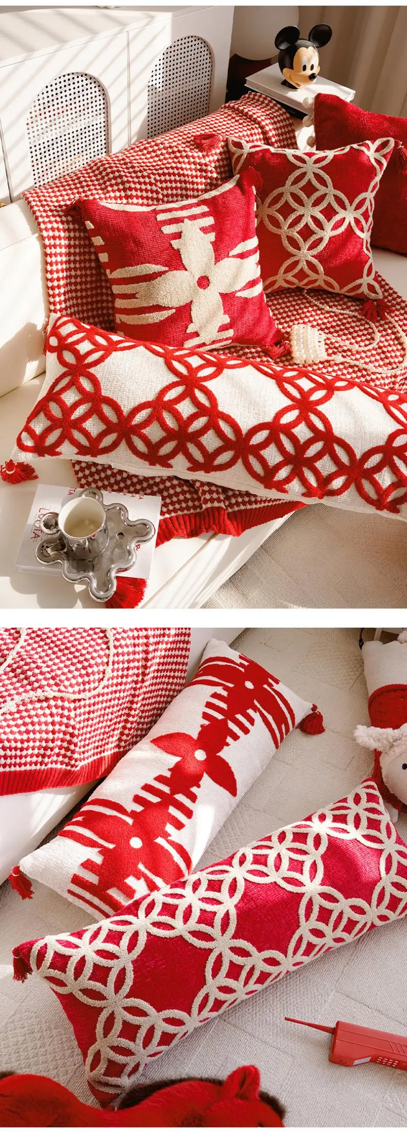 Neue Jahr dekorative Kissenbezug Cojines rot Sofa Stickerei Kissenbezug Hochzeit Schlafzimmer Kopfteil Kissenbezug – Detail 8