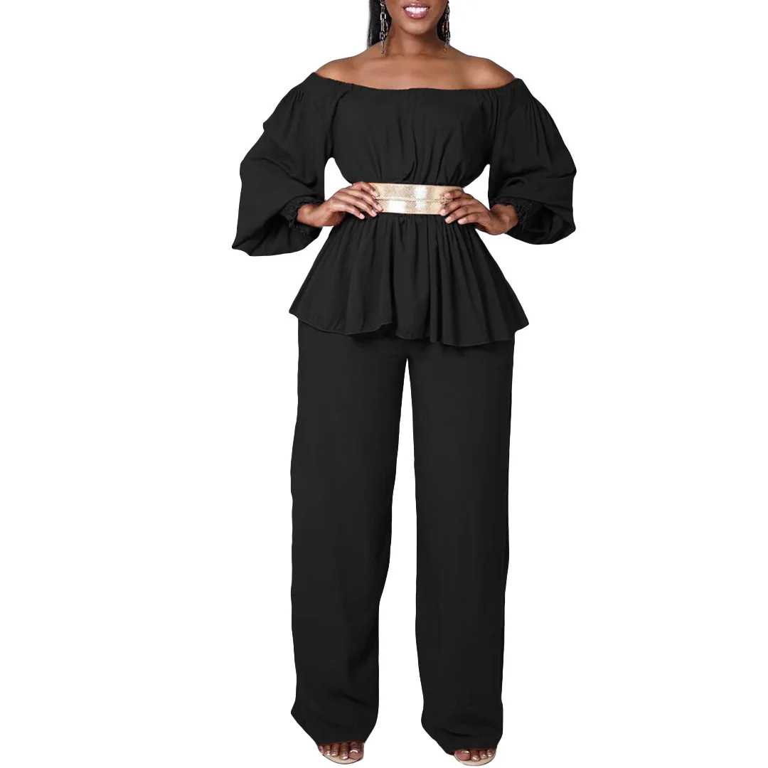 

Summer Autumn New Fashion 2 Piece Set Dashiki Top And Pants Suit Party Lady Matching Sets And Belt African Clothes For Women