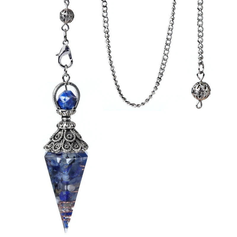 Natural Crystal Agates Pendulum Ornament Three Phases Hexagonal Cone Charms Quartz Amulet Divination Healings