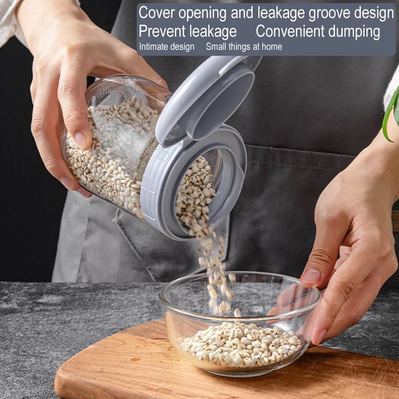 Wide Mouth Sealed Jar 500/980ml Food-grade Glass Jar with Sealed Lid Large Pickle Jar Food Storage Bottle for Flour Sugar Cereal 3