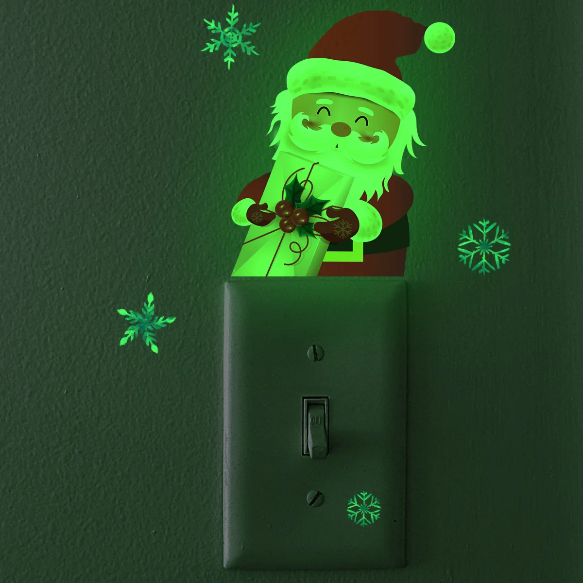Luminous Santa Claus Switch Sticker Christmas Home Decoration Bedroom Living Room Decor Wallpaper Glow In The Dark Wall Decals