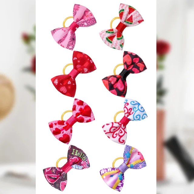 100pcs Pet Accessories Dog Hair bows Fashion Cute Dog Bows  Rubber Bands Pet Hair Collar Decoration for Dog Accessories 4