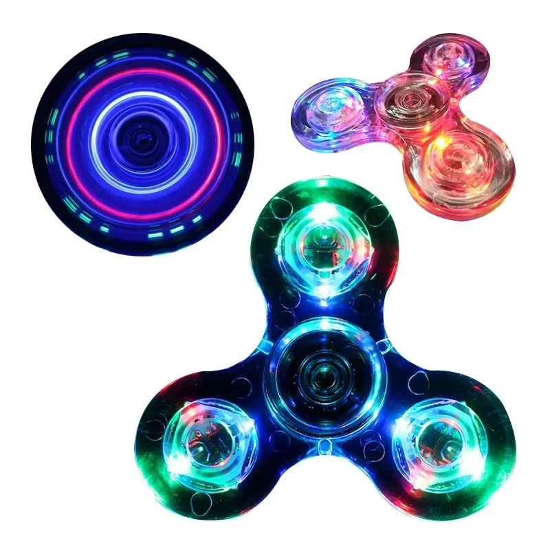 크리스털 발광 LED 피젯 스피너 감압 발광 자이로스코프 장난감, ADHD 불..