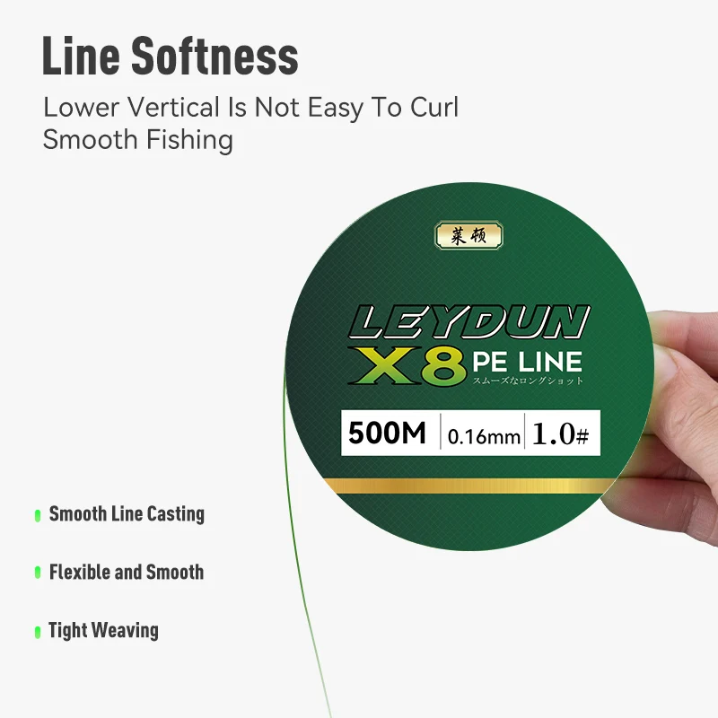 LEYDUN 500m Micro New Fishing Lines 8 Strands Braided PE Japan Smooth Multifilament Line Sea Fishing Carp Fly Wire line Tool 6