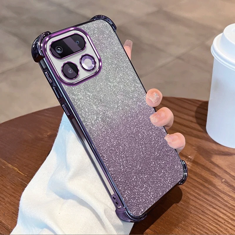 Glitter Plating Clear Protective TPU Shockproof Phone Case