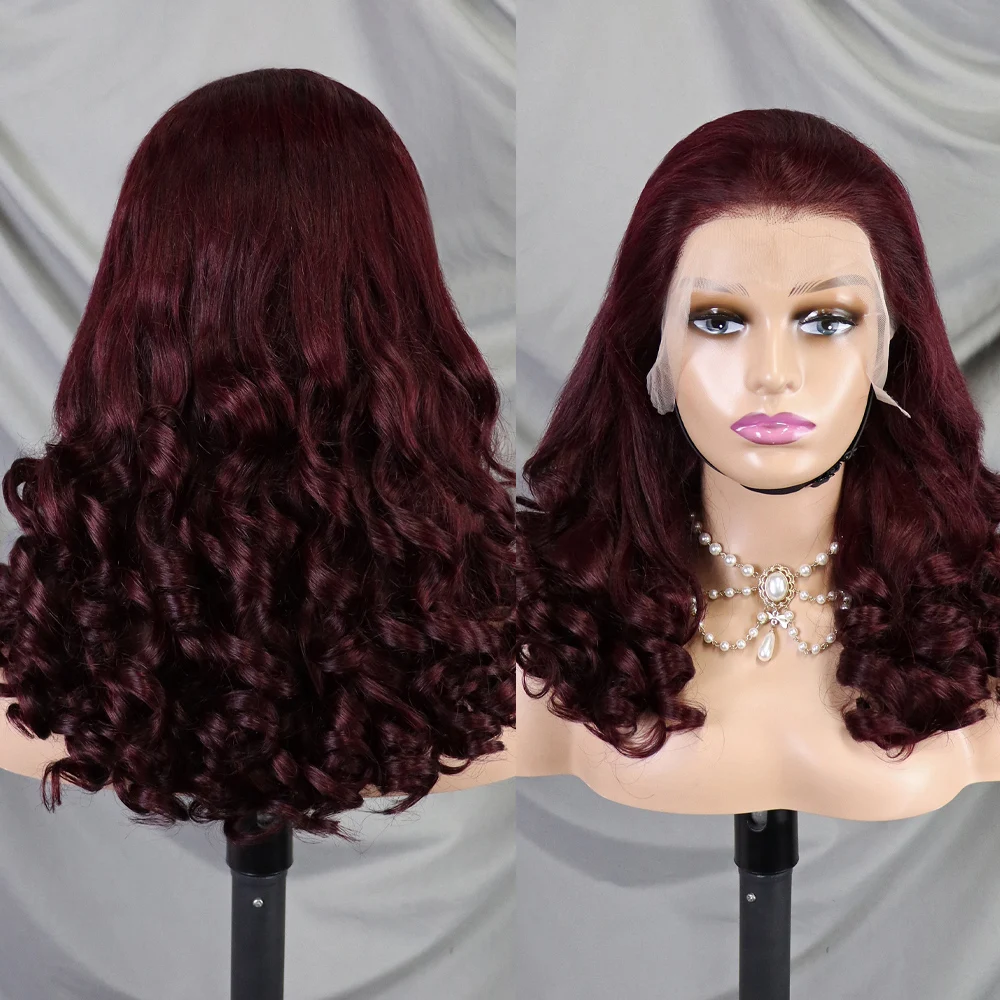 300 Density Loose Wave Fumi Bouncy Curly Human Hair Wigs  100% Human Hair Double Drawn Hair Wigs 13x4 HD Lace Frontal Wigs