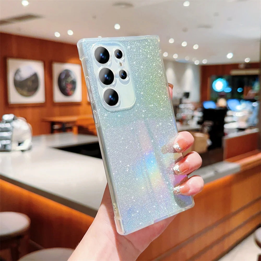 Glitter Laser Rainbow Case For Samsung Galaxy S23 S22 Ultra Plus S21 S20 FE A54 A34 A14 A53 A52 A24 A23 A25 A13 5G Soft_voghion.com